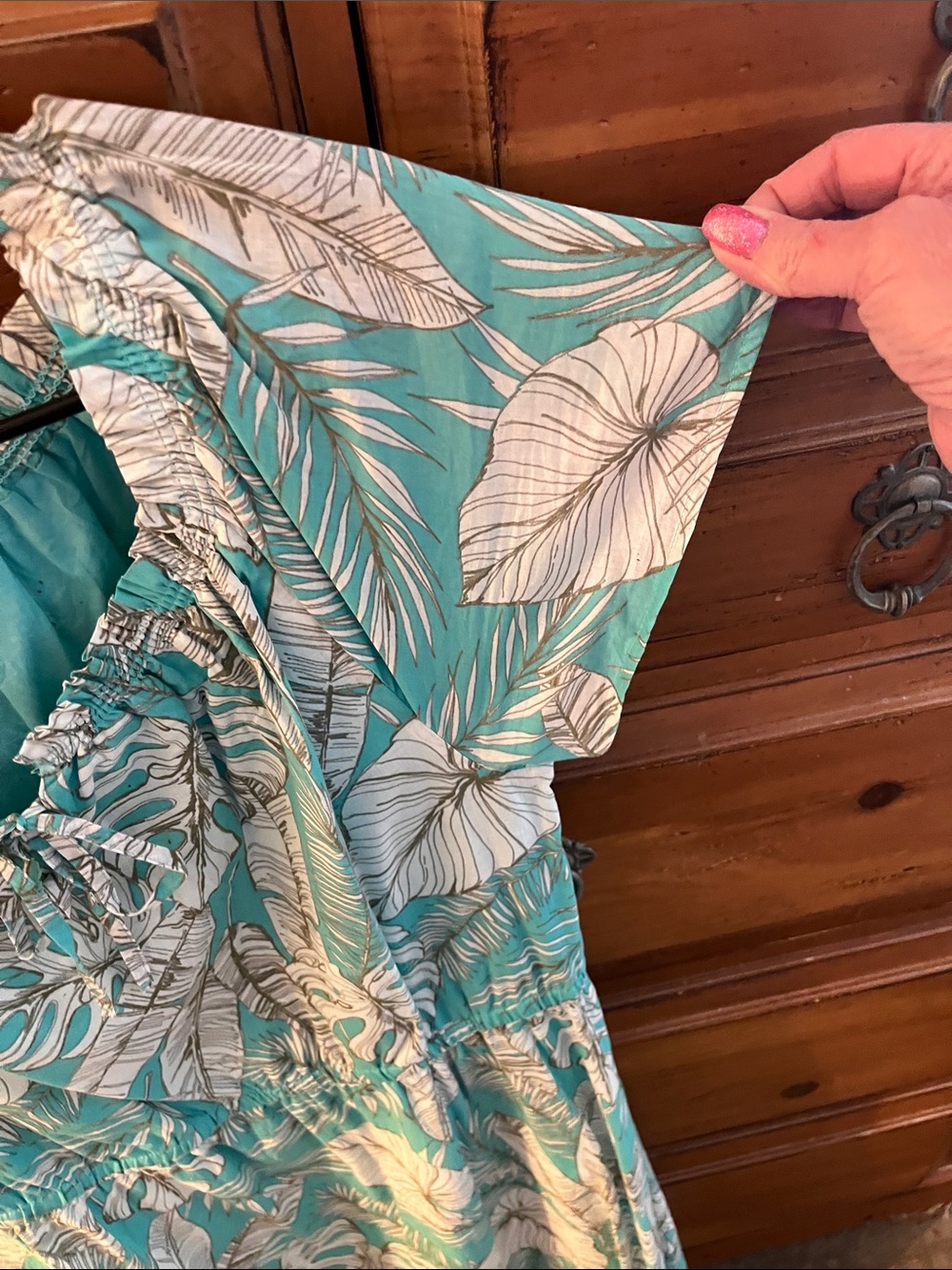 Talbots Teal and White Tropical Midi Dress NWOT Size 12 - Picture 4 of 8